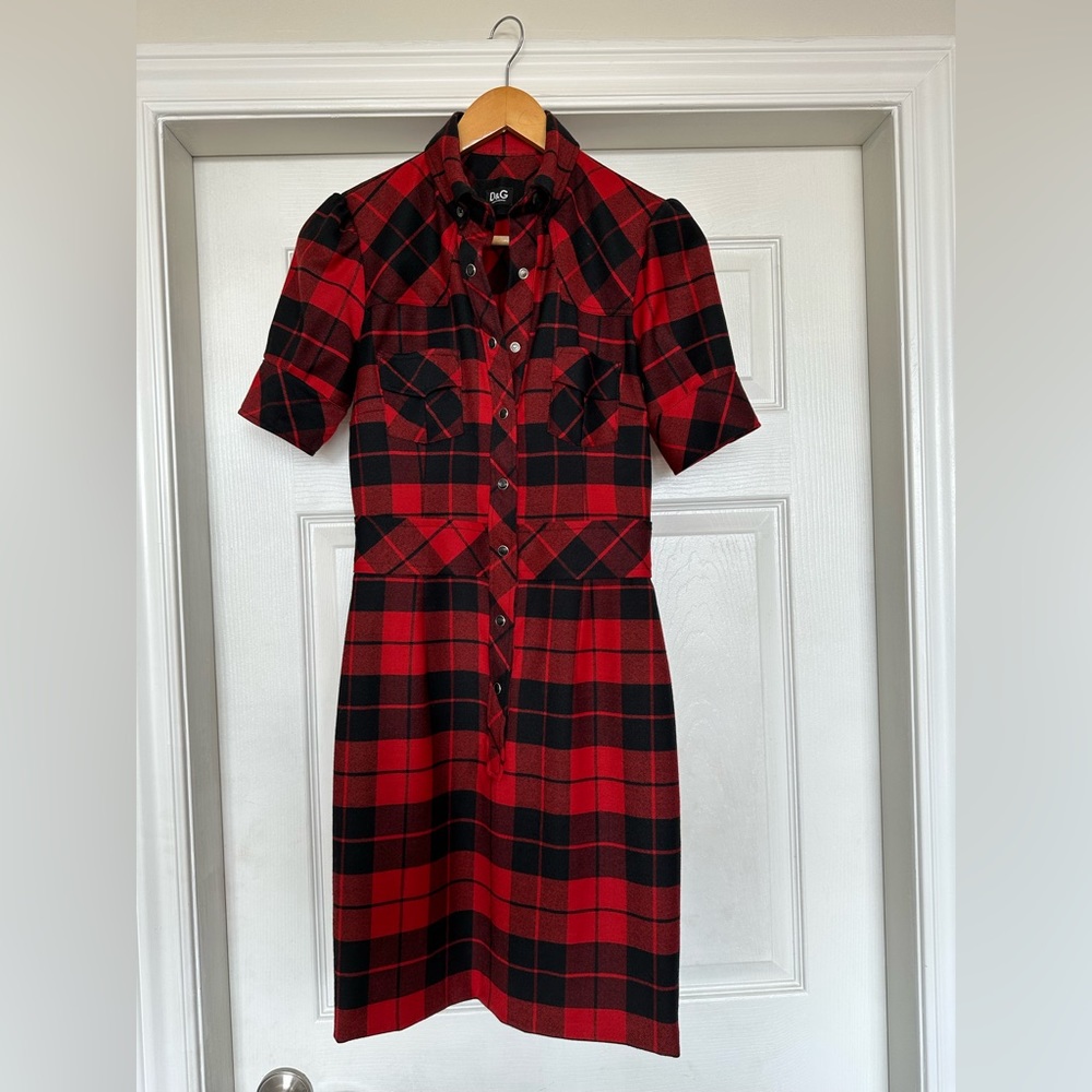 Dolce & Gabbana virgin wool short sleeve lumberjack dress UK size 40 US small